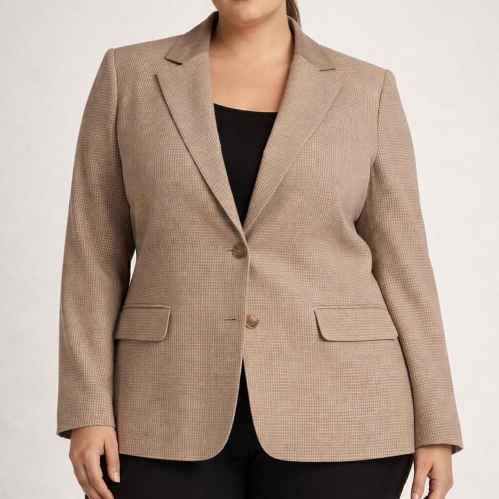 Pendleton Seasonless Wool Houndstooth Blazer Tan … - image 1